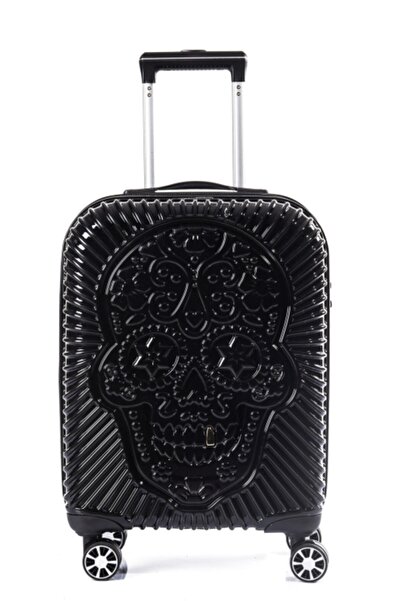 ÇÇS Pp Kuru Kafa Desenli Siyah 3'lü Valiz Seti 5186