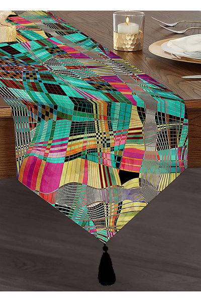Realhomes Mozaic colorat, imprimat digital, alerg triunghi modern cu smocuri de chenille