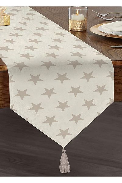 Realhomes Μοντέρνος Φουντωτός Ανοιχτό Γκρι Αστέρι Chenille Triangle Runner
