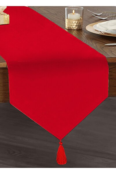 Realhomes Kırmızı Renkli Dijital Baskılı Dekoratif Özel Tasarım Püsküllü Şöni...