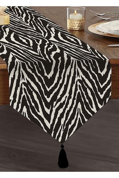 Realhomes Zebra Pattern Custom Design Digital Printed Modern Tufted Chenille Triangle Runner