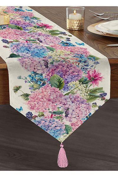 Realhomes Cluster de culoare liliac, cu model, imprimat digital, design special, cu smocuri din chenille