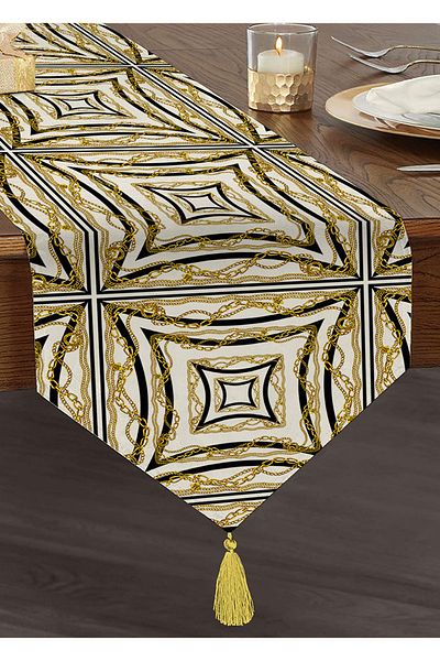 Realhomes Alergăre triunghiular din chenille cu design special, cu fundal geometric