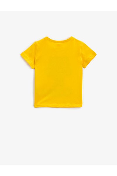 Koton Baby Boy Yellow Slogan Short Sleeve Cotton T-Shirt