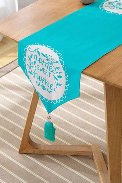 Realhomes Home Sweet Home Imprimat digital Decorativ Tufted Chenille Triunghi Runner