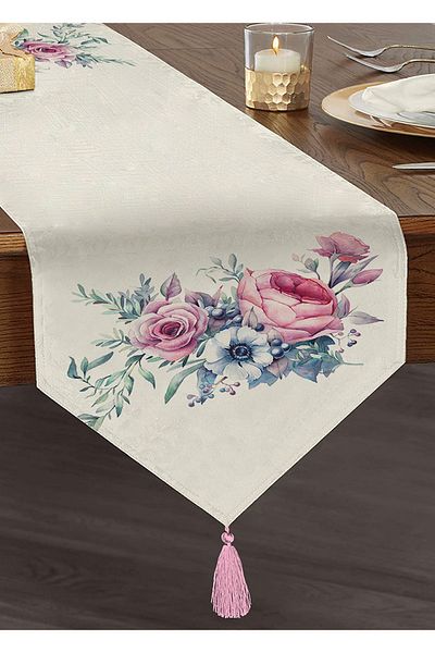 Realhomes Livense Special Design Floral Pattern Ψηφιακή τυπωμένη φούντα σενίλ Τρίγωνο Runner