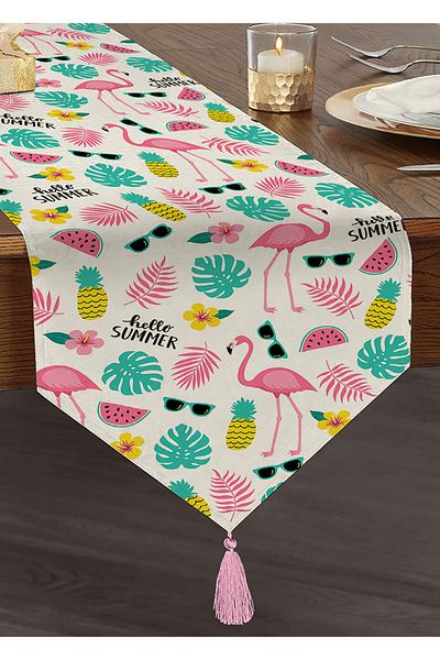 Realhomes Hello Summer Special Design Ψηφιακή τυπωμένη φούντα σενίλ Triangle Runner