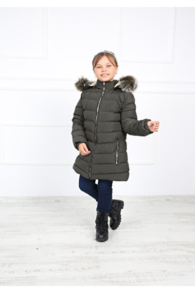 B&T Плюшено палто за момичета в цвят каки