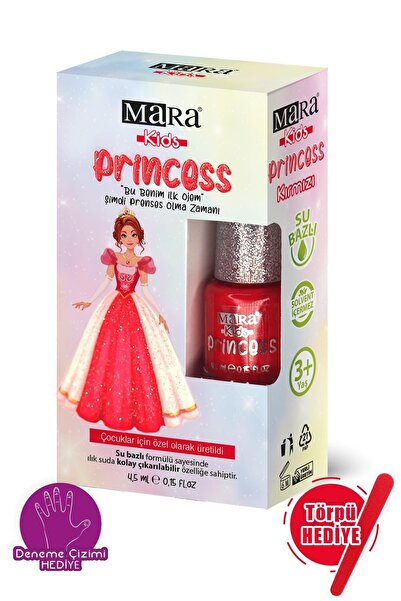 Mara Princess Yıkanabilir Su Bazlı Çocuk Ojesi 4.5 Ml - Kırmızı (törpü Hediyeli)