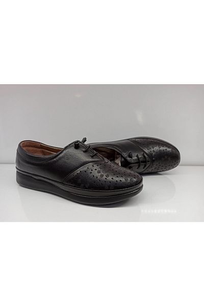 Muya Women's Black Genuine Leather Anatomical Soft Shoes