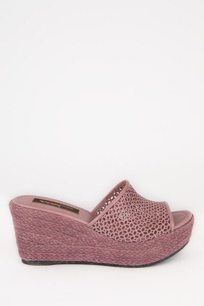 Elile Shoes Hakiki Deri Büyük Küçük Numara Jüt Yüksek Topuk Terlik Sink