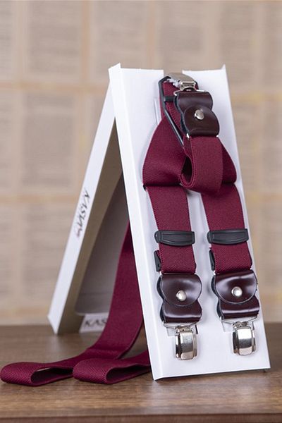 KASVA DERİ Original Leather Clip-On Claret Red Trouser Hanger