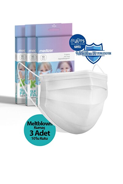 Medizer Beyaz 3 Katlı Meltblown Kumaş Ultrasonik Cerrahi Çocuk Maskesi 10'lu ...