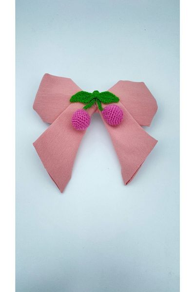 White Alamode Cherry Motif Pink Linen Buckle