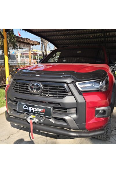 Cappafe Toyota Hilux Ön Kaput Koruyucu Rüzgarlığı Yarasa Model 4mm Akrilik (abs) Piano Black 2021->
