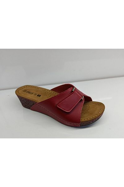 Muya Women's Red Leather Anatomical Slippers