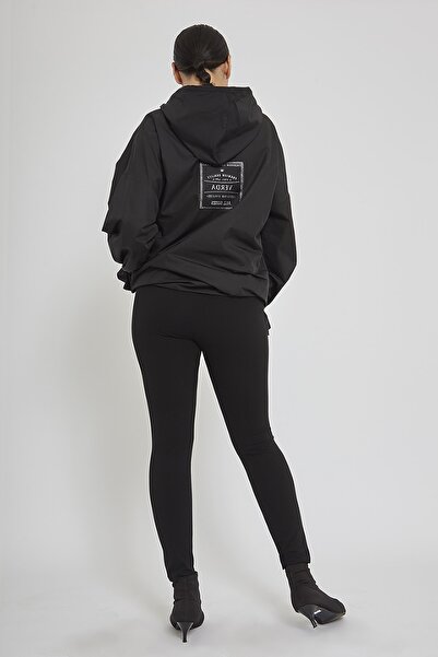 VERDA Women's Black Hooded Raincoat