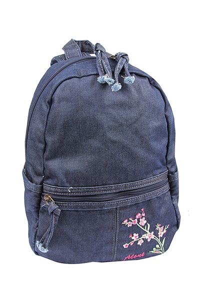 Alone Rucsac de damă din denim cu model de broderie florală