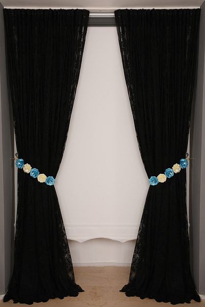 AKÇA TEKSTİL Damaks Black Color Single Wing Ready-made Planted Pleated Background Curtain 300*260 Cm
