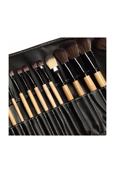 MUJGAN Sp 24'lü Siyah Profesyonel Çantalı Makyaj Fırça Seti