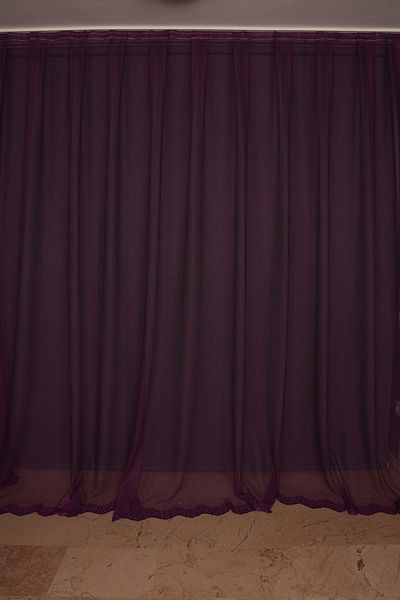 AKÇA TEKSTİL Narrow Skirt Model Purple Color Single Wing Ready-made Pleated Background Curtain 300*260