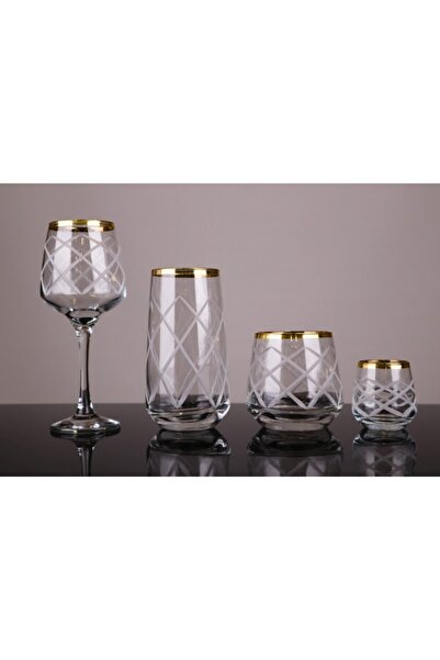 Panayır Home Mini Coffee Glass with Gold Striped Cut Polo Decoration (Set of 6, 115 Cc)