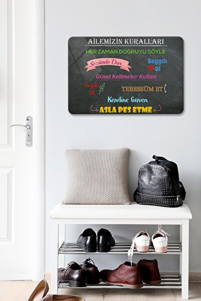 Decorita Aile Kuralları | Dekoratif Aksesuar | Kara Tahta Fon | 40cm X 60cm