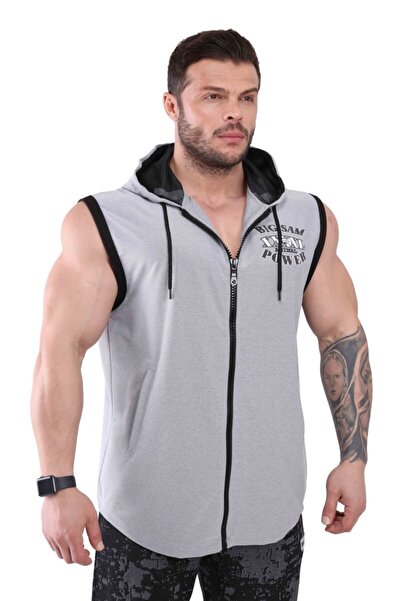 Big Sam Men's Hooded Zippered Sleeveless Fitness Training Outdoor Vest 3622