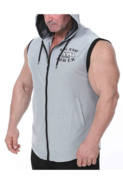 Big Sam Men's Hooded Zippered Sleeveless Fitness Training Outdoor Vest 3622