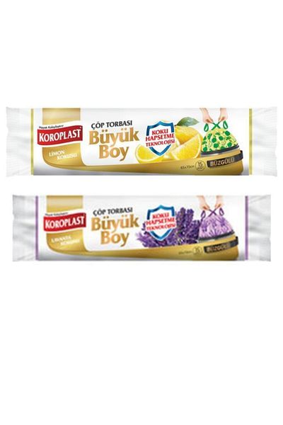 Koroplast Extra Strong Lemon Drawstring Large Garbage Bag + Extra Strong Lavender Drawstring Large