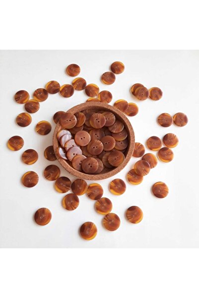 canan dizayn Buton din poliester de 20 mm, culoare cărămiziu - Pachet cu 2 gă...