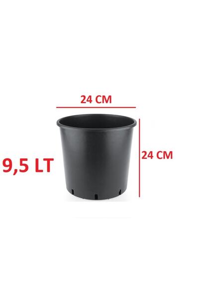 Doğalsan Tarım Üretim Saksısı 9,5 Lt 10 Adet Siyah Saksı Çiçek Saksısı Plasti...