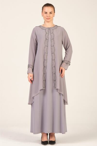 Aydoğan Women's Plus Size Evening Dress Gray