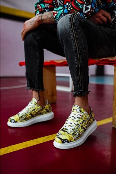 İmerShoes Мъжки спортни обувки с дигитален печат, висока подметка 4 см