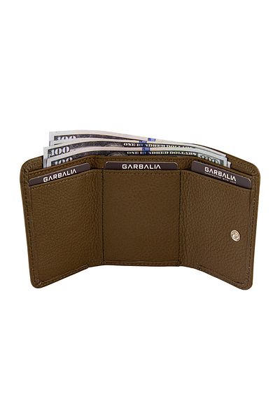 Garbalia Zeus Women's Khaki Green Genuine Leather Mini Coin Holder Wallet