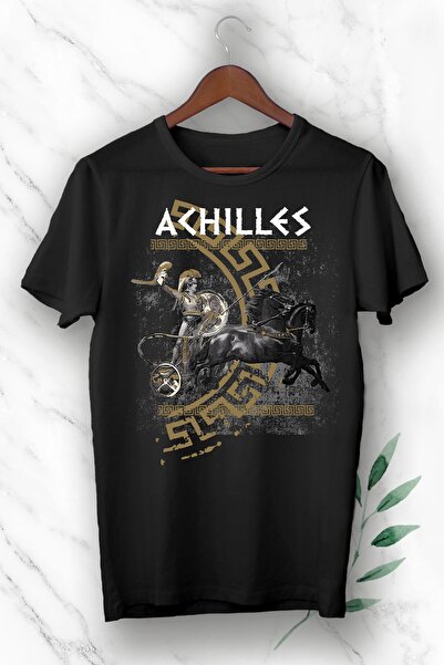 perseusshopping Μπλουζάκι Unisex Black Mythology Akhilleus Printed T-shirt