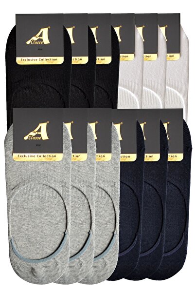 A CLASSE 12'li Erkek Suba-Babet Çorap Klasik Renkler (Görünmez Çorap)