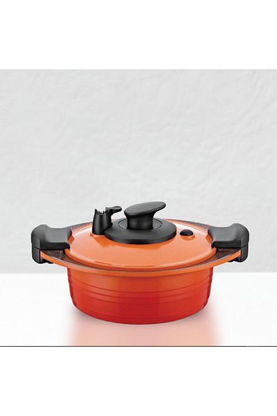 gülsan Fücci Vacuum Steam Flat Pot Is 24 cm Covered Black Color
