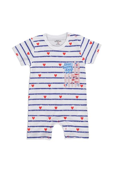 Aziz Bebe Summer Baby Girl Marine Single Jersey Short Sleeve Crew Neck Single Barbatöz