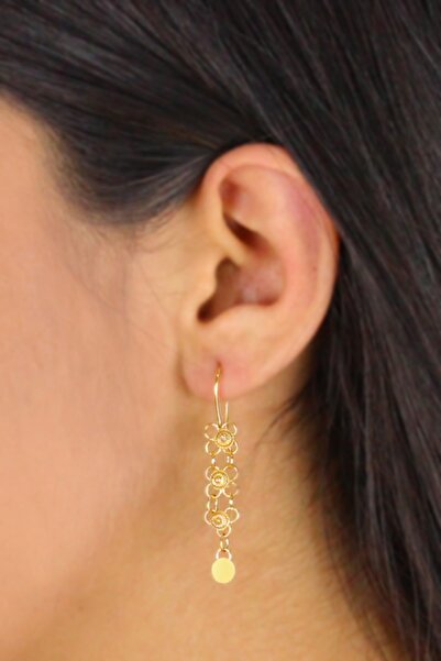 Midyat Nurtaş Gümüş Kadın Altın Kaplama Kişniş Midyat Telkari Gümüş Küpe