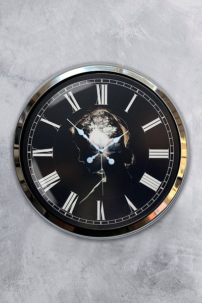 Kasva Concept Gift Decorative 40 cm Chrome Metal Nature Wall Clock