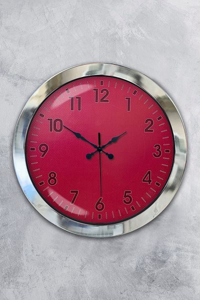 Kasva Concept Gift 36 cm Chrome Metal Pink Wall Clock