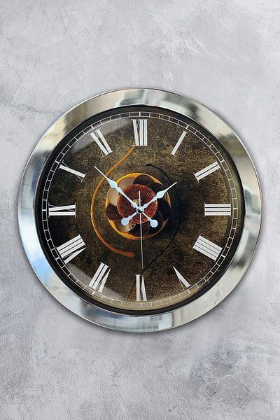 Kasva Concept Gift 36 cm Chrome Metal Kitchen Wall Clock