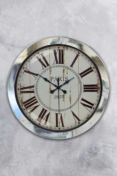 Kasva Concept Gift 36 cm Chrome Metal Paris 1807 Wall Clock