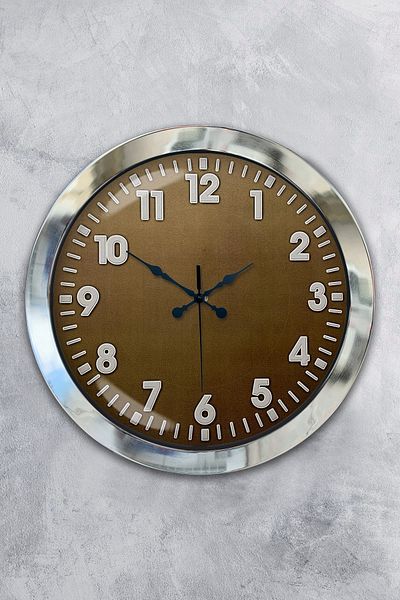 Kasva Concept Gift 36 cm Chrome Metal Brown Wall Clock