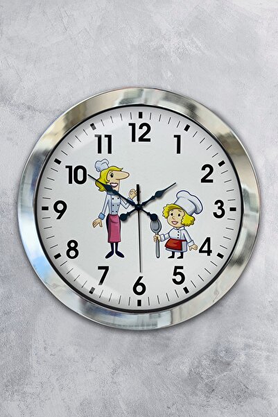 Kasva Concept Δώρο 36 εκ. Χρώμιο Μεταλλικό Γυναικείο Ρολόι Τοίχου Μαγειρικής