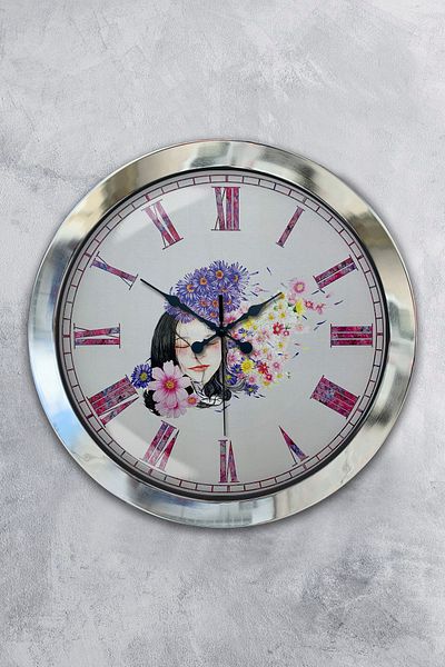 Kasva Concept Gift 36 cm Chrome Metal Beauty Wall Clock
