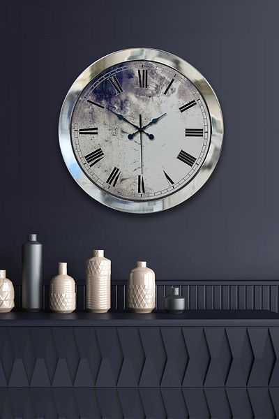 Kasva Concept Gift 36 cm Chrome Metal Antique Wall Clock