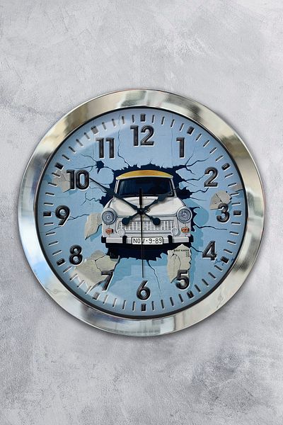 Kasva Concept 36 cm Chrome Metal Flower Abbas Wall Clock