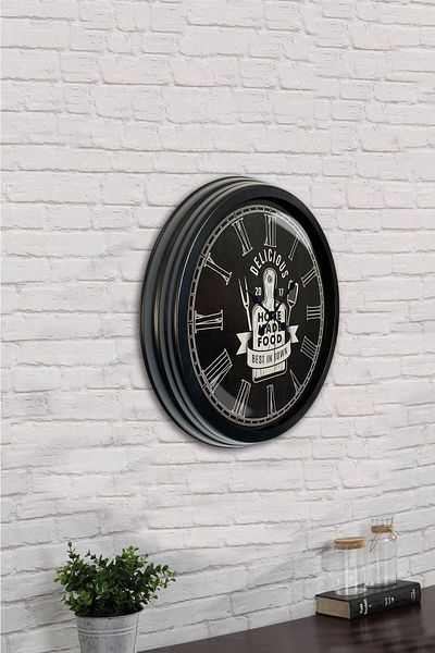 Kasva Concept 40 cm Black Metal Kitchen Wall Clock